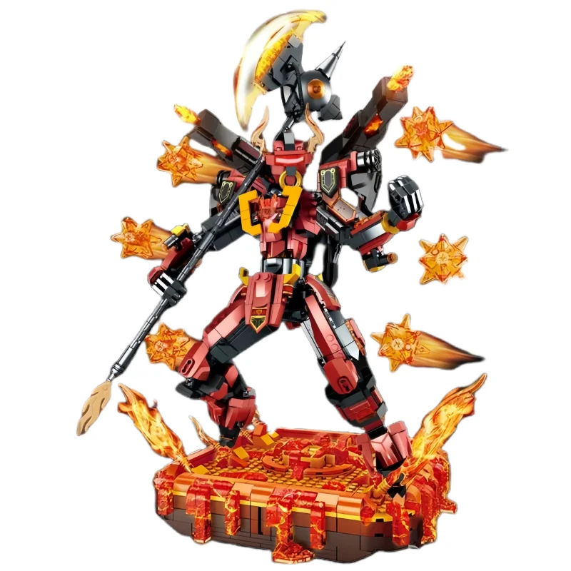 

Guochao Mecha Journey To The West Bull Demon King Ice Soul Yang Jian Children's Educational Assembled Building Blocks Toy Gift