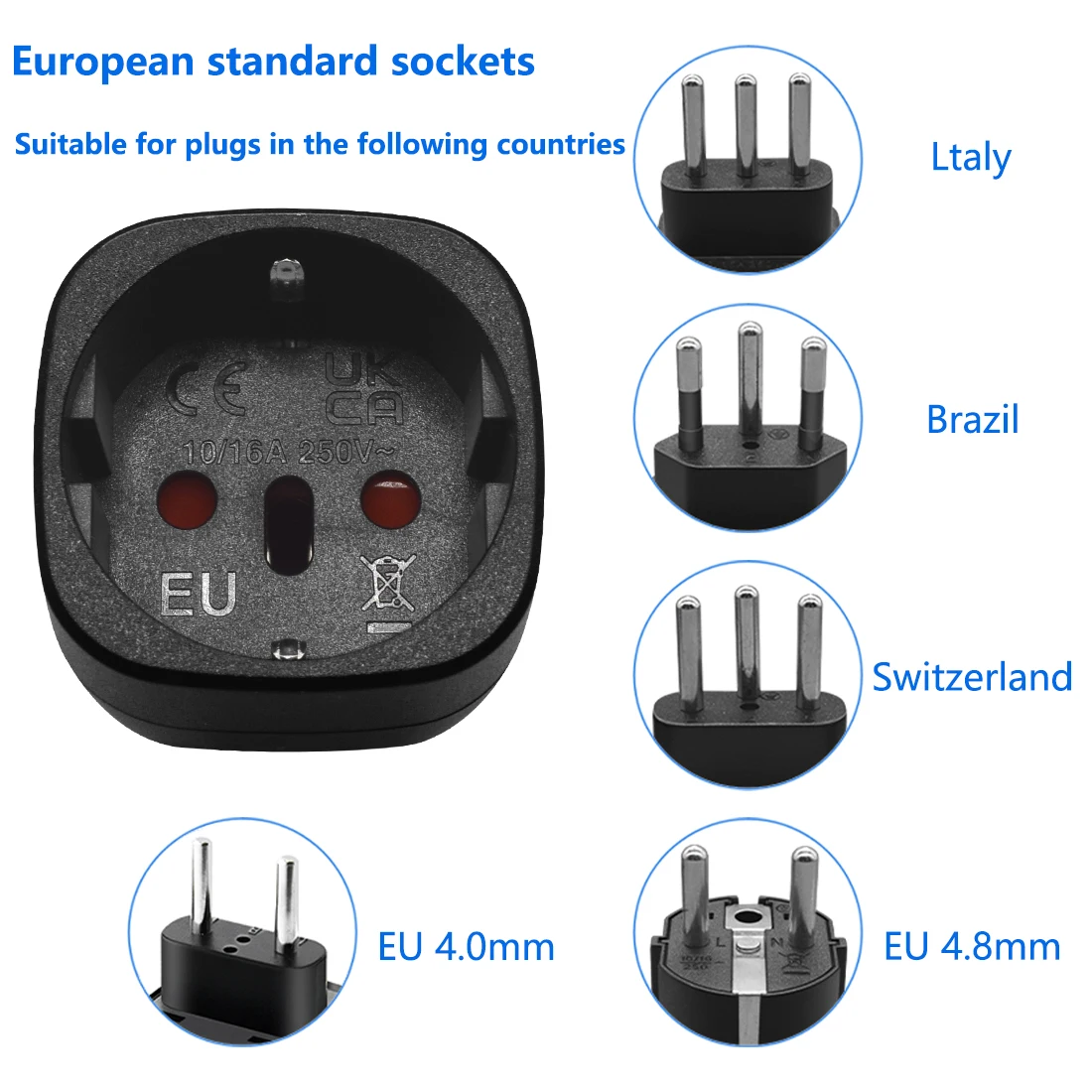 JORINDO Nema 6-15P to EU standard socket power conversion plug, American 3 Pin plug to European country socket power adapter
