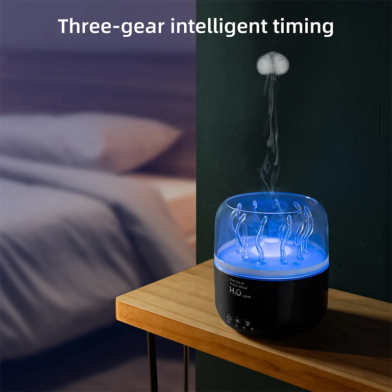 Deep Sea Elf USB Air Humidifier with Aromatherapy Essential Oil Diffuser 7 Colors Changing Light Seaweed Design Swing Arm 1