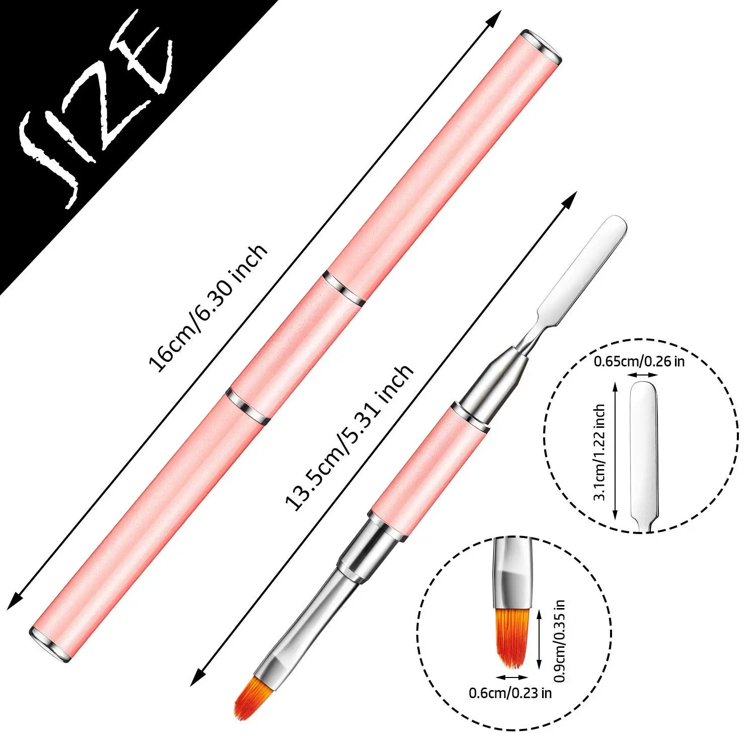 Gel Brush & Picker, 2 IN 1 Design Nail Brush and Spatula,Gel Nail Brush Tool for Acrylic Nails Extension Gel 6