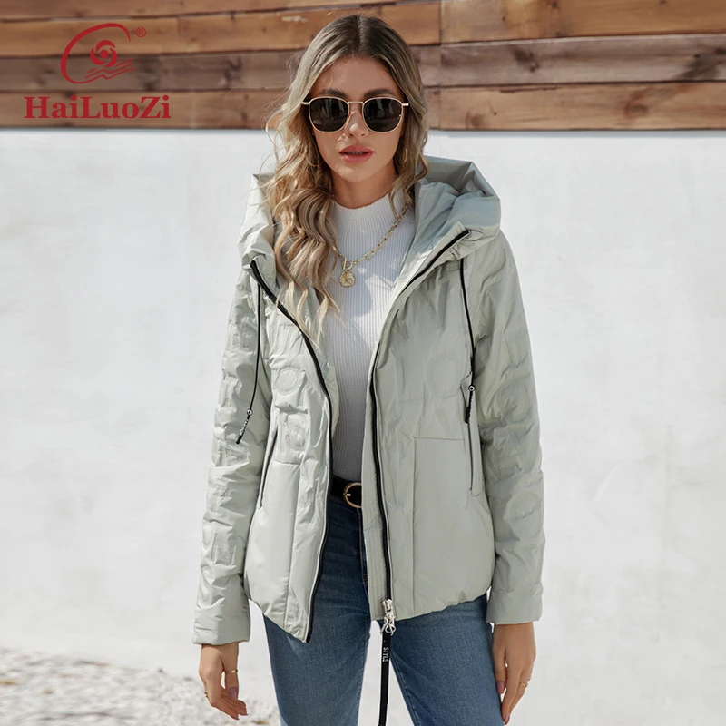 Comprar HaiLuoZi 2022 primavera otoño chaqueta de mujer Casual mujer  acolchado L-5XL abrigo corta con capucha ropa mujer Parkas a prueba de  viento 7055