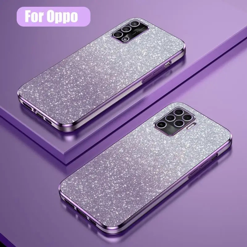 5lite 6 lite роскошный градиентный блестящий чехол для Oppo Reno5 Reno6 Lite Reno 5 6 Женский мягкий силиконовый прозрачный чехол из ТПУ