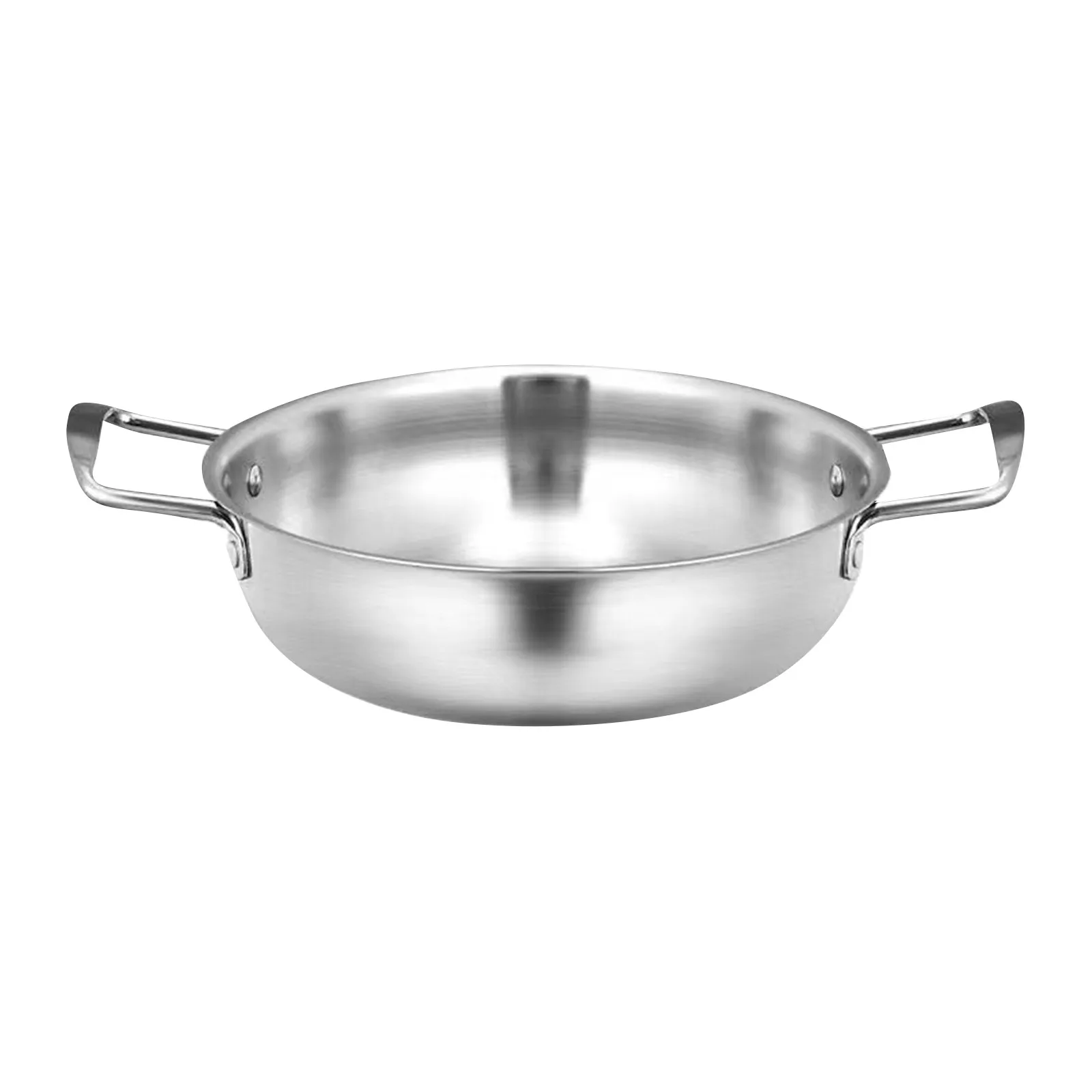 Gold/Silver Stainless Steel Instant Noodle Pot, Single Person Small Hotpot,Double Ear Flat Bottomed Dry Pot, Kitchen supplies