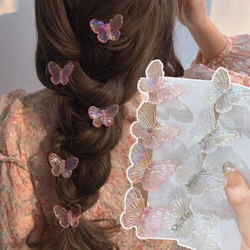 

5Pcs Fashion Girls Transparent Butterfly Pink Hairpin Children Heart Shape Hair Clips Women Barrettes Headband Hair Accessories