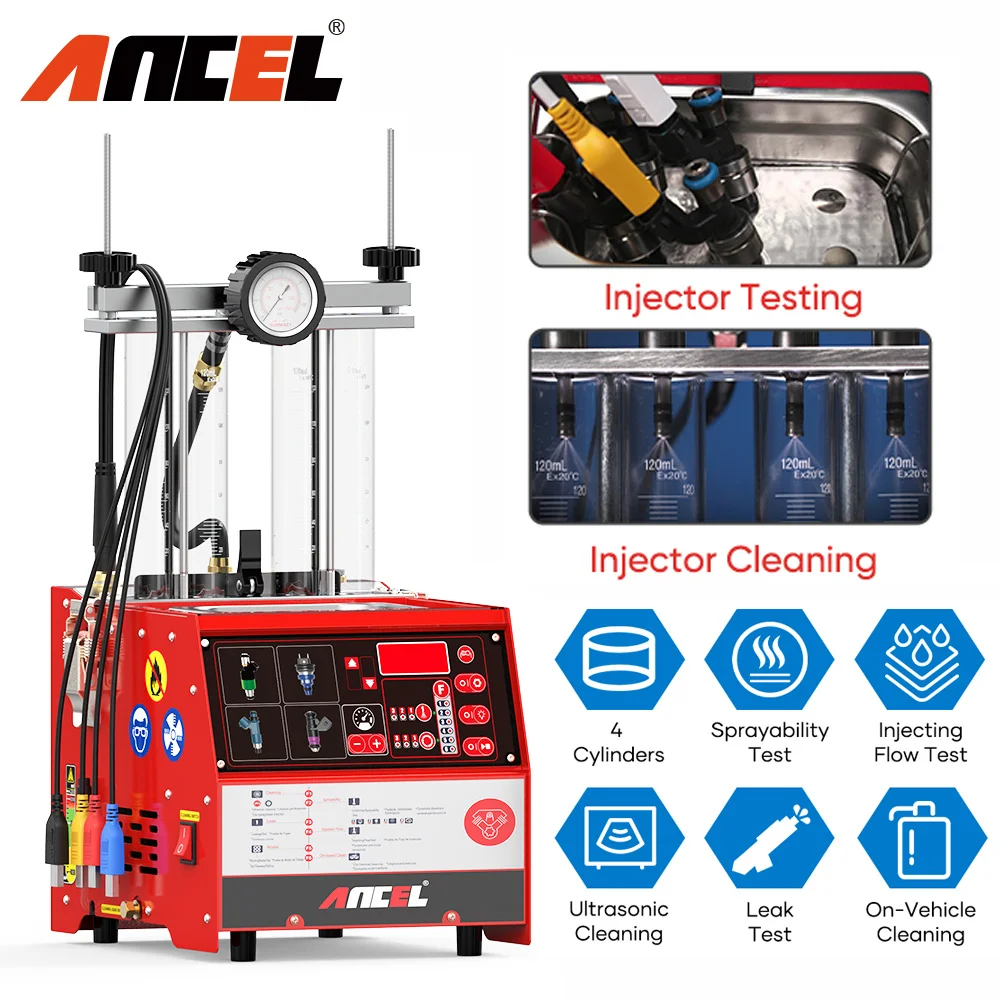 ANCEL AJ400 Motorcycle Fuel Injector Cleaner Tester Ultrasonic Cleaning