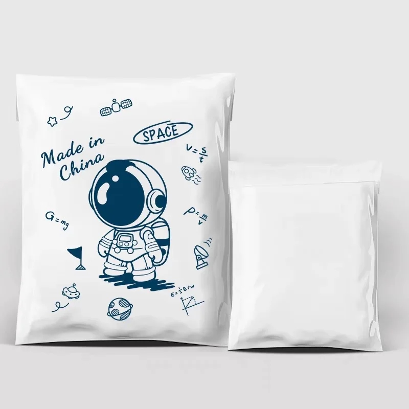 Bolsa de plástico blanca con dibujos de astronautas, sobres de mensajería autosellados, suministros de embalaje, 25x35cm/28x42cm, 10 piezas