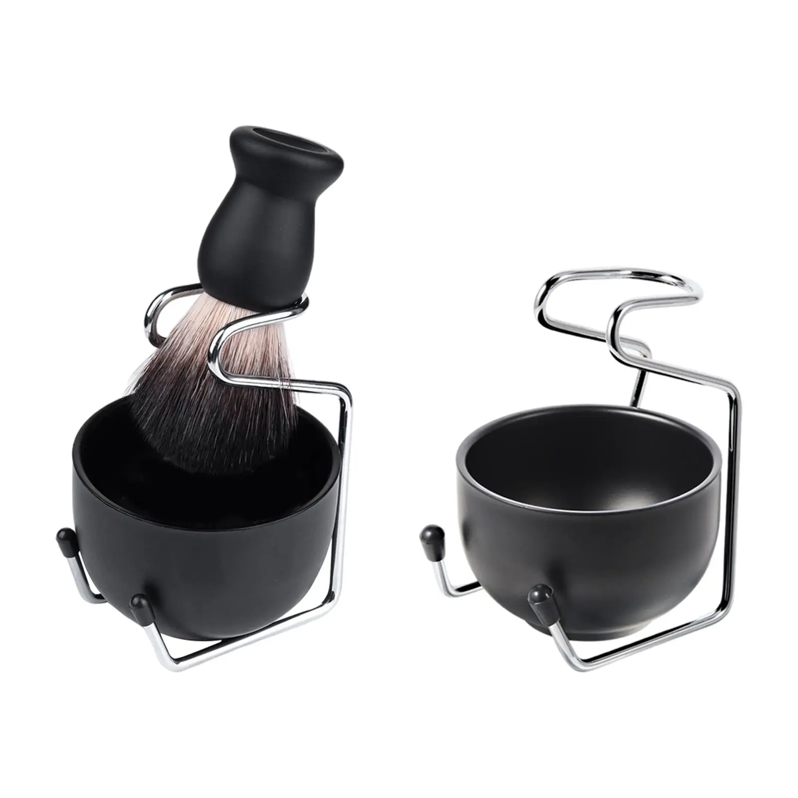 

3 in 1 Shaving Brush Set Bowl Stand Brush Stainless Steel for Thanksgiving