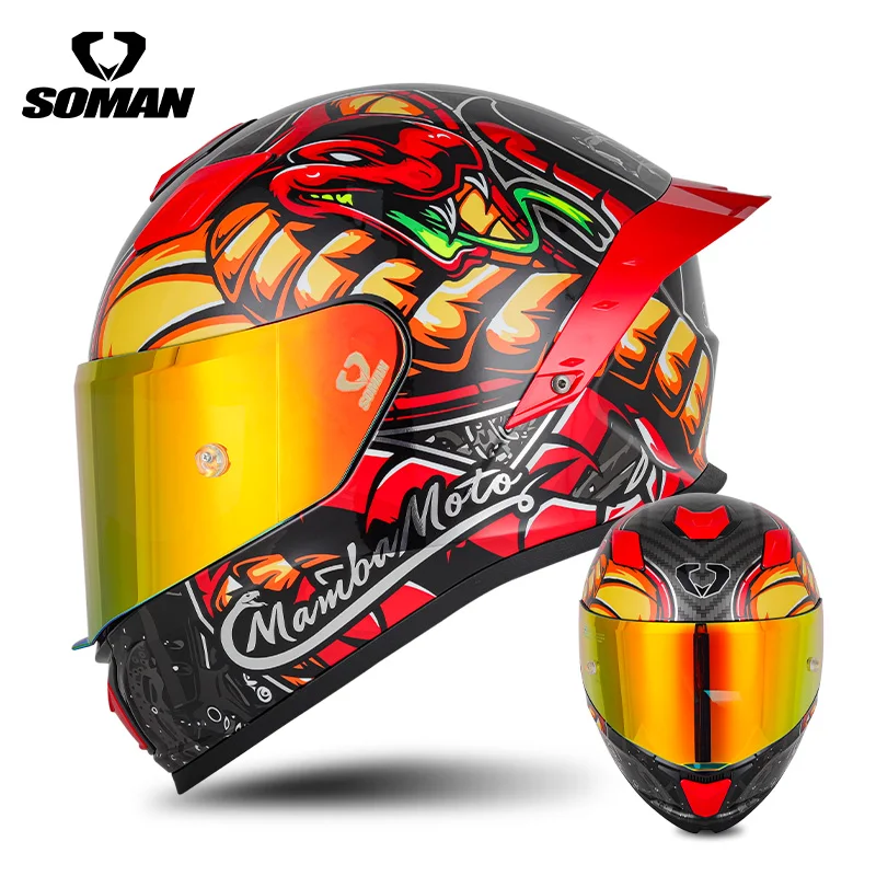 SOMAN フルフェイス おまけ付き☆ SOMAN フルフェイスヘルメットオートバイヘルメットバイク乗馬