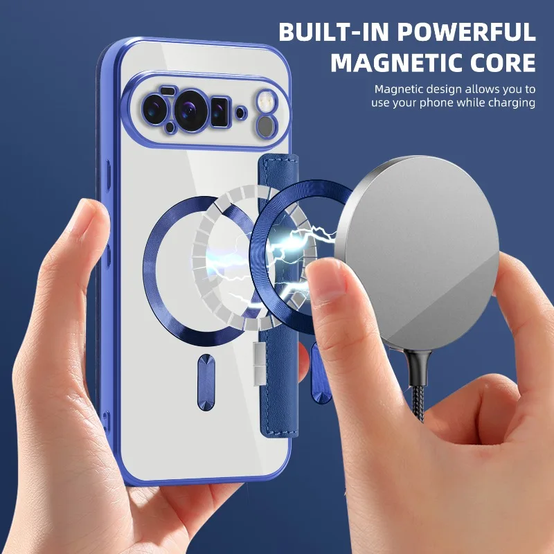 Luxury TPU Flip Card Holder Leather Phone Case with MagSafe Magnetic Wireless Charging Feature