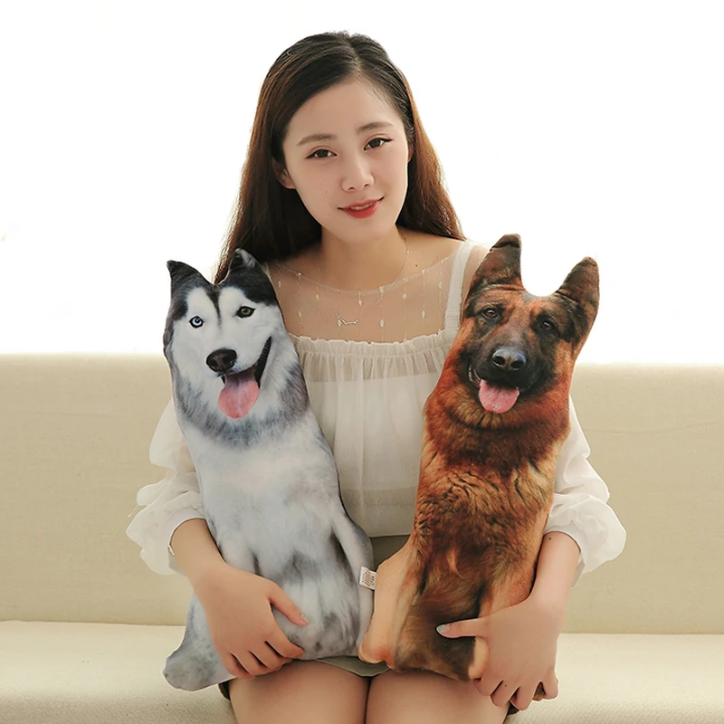 Cute Simulation Dog Plush Toy Printing Stuffed Animal Dog Plush Pillow Stuffed Cartoon Cushion Kids Doll Home Decro Gift
