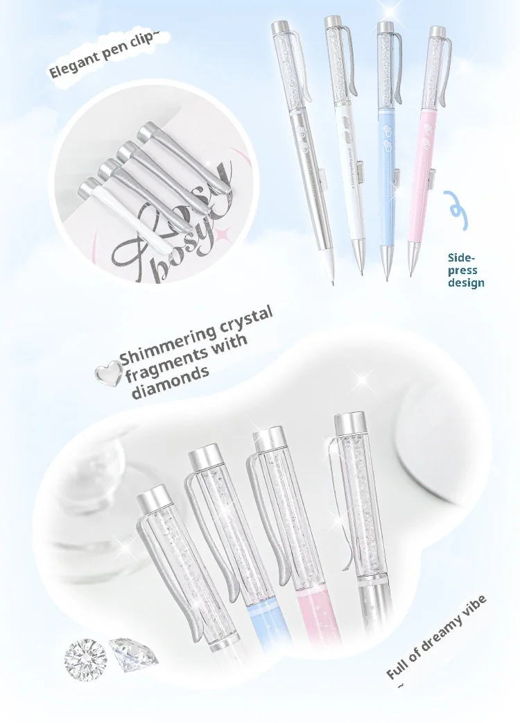 Side Press 0,5 mm Druckbleistift und HB-Minenkern-Set, Studentenprüfung, Skizzieren, verträumtes, hochästhetisches Geschenkbriefpapier für Mädchen – Detail 4