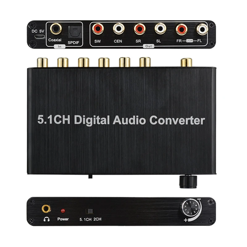 PROZOR 192kHz Digital to Analog Audio Converter Support Dolby AC-3 DTS  5.1CH with Volume Adjustable, Optical to RCA DAC Decoder, Digital DAC  Converter SPDIF TOSLINK to Stereo L/R & 3.5mm Jack: 