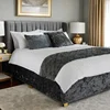 Wrap Valance Frame Cover With Around Elactic Belts and Three Sides Fabric (No Platform) Bed Skirt Crushed Velvet Divan Bed Base 1