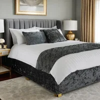 Wrap Valance Frame Cover With Around Elactic Belts and Three Sides Fabric (No Platform) Bed Skirt Crushed Velvet Divan Bed Base 1
