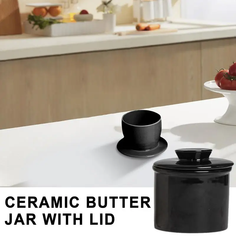 Butter Dish Crock With Lid Modern Round Ceramic Butter Holding Plates Spreadable Porcelain Keeper Cheese Storage Container