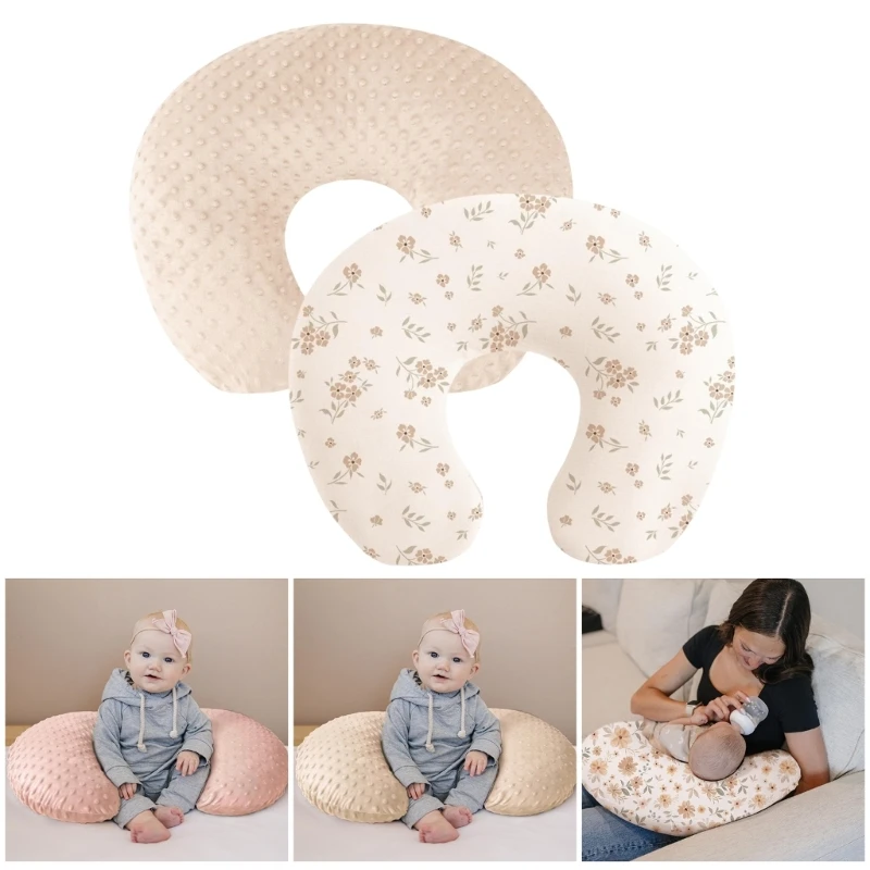 2pcs Soft Nursing Pillow Covers with Easy Care Designs Comfortable Baby Nursing Pillow Newborns Cover set A2UB