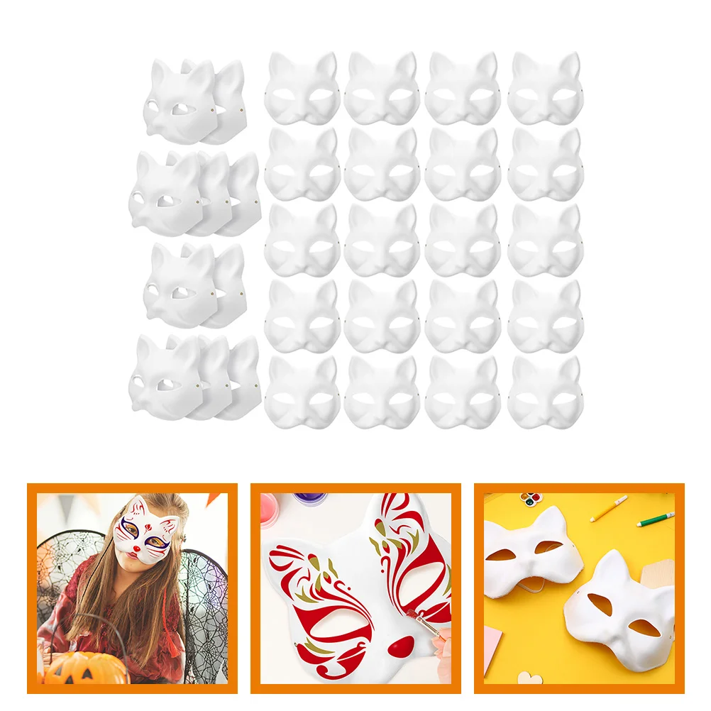 

Masquerade Blank Mask Cat Masks DIY Unpainted Half Face Mask Halloween Festival Cosplay Props