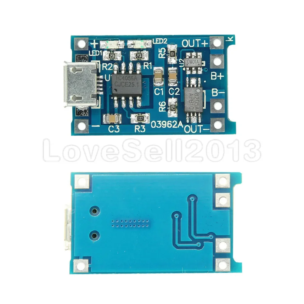 

10PCS PCS Micro USB 5V 1A 18650 TP4056 Lithium Battery Charger Module Charging Board With Dual Functions