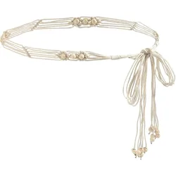 Women's Boho Chic Braided Beaded Rope Belt - 180cm (Beige)