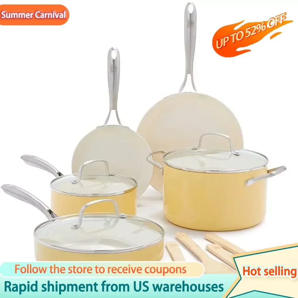 

Cooking Pots Set Kitchen Pan Set Yellow Kitchen Cookware Kit Cookware Kits Free Shipping Pot for Cooking Sets Accessories Pans