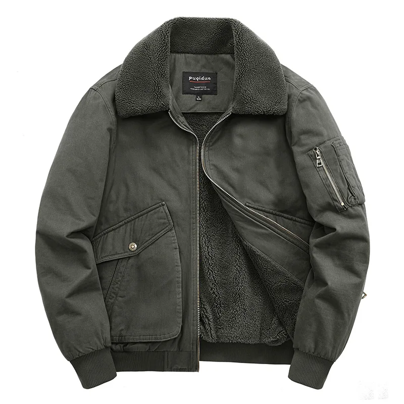 Autumn/winter Fleece-lined Thickened Woolen Jacket For Middle-aged Elderly Men Warm Excessively Large Leisure Winter Clothing 3