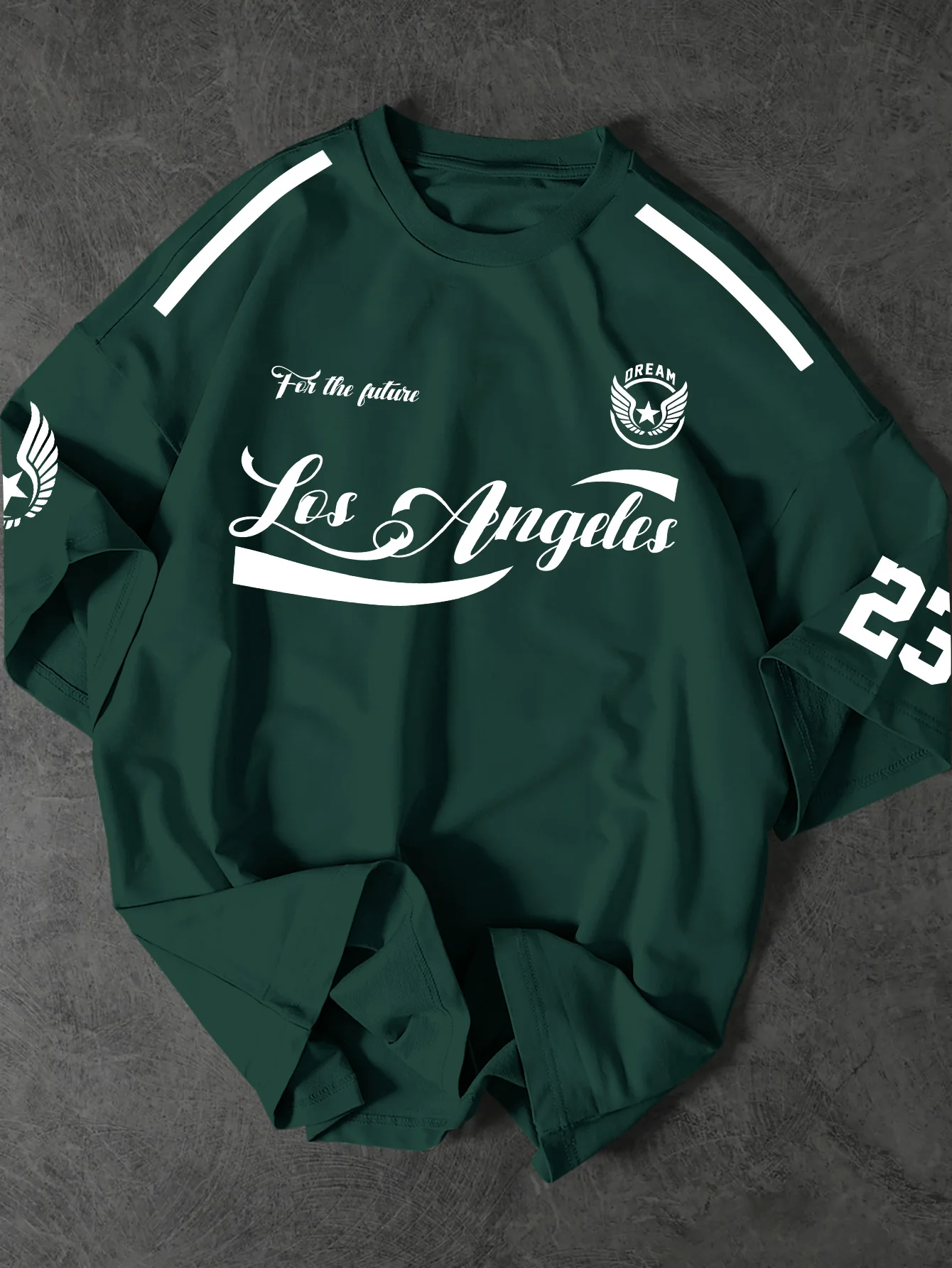 Herren-T-Shirt im amerikanischen Retro-Stil mit Los Angeles-Aufdruck, lockerer Rundhalsausschnitt, Street-Style, lässiges Oberteil