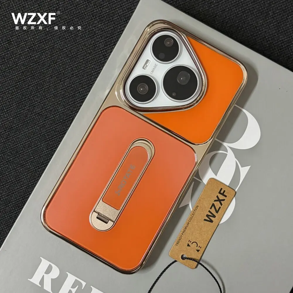 Electroplated PC Frame Lightweight Hard Case with Phone Holder and Non-Slip Design