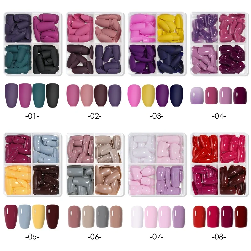96Pcs Press on False Nails Colorful Capsule Gel Nails Extension System Nail Tips Coffin French Quick Building Mold Tool fake nails french nails nail tips false nail forms false nails false nail tips fake nail forms