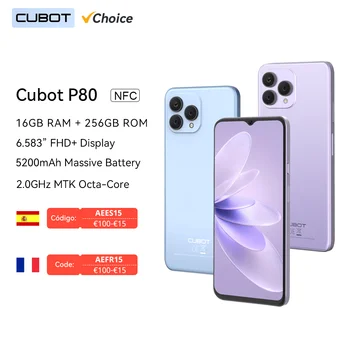 Choice] Cubot P80, moviles baratos y buenos nuevos 2023, smartphone Android  13, versión global, 16 GB de RAM (8GB + 8GB ampliados), ROM de  256GB(soporte 1T extendido), NFC,pantalla FHD+ de 6,583, 5200 mAh,48MP  cámara