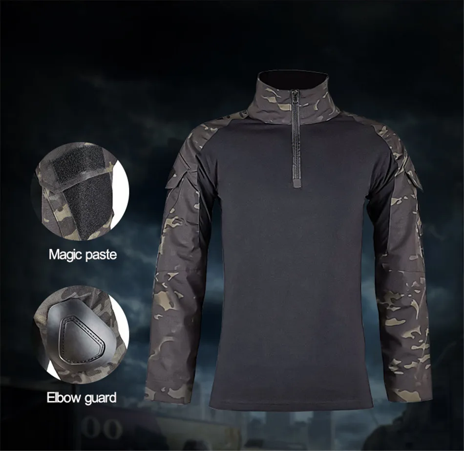Outdoor Camouflage T Shirts Frog Clothing Long-sleeve Riding Fishing Hiking Clothing Military Training Uniform Elastic T-shirt