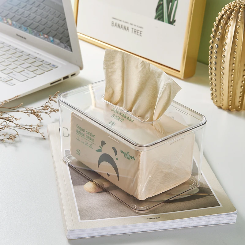 Tissue Box Tissue Dispenser Exquisite tissue box high-grade draw paper box acrylic household coffee table multi-function remote control desktop storage
