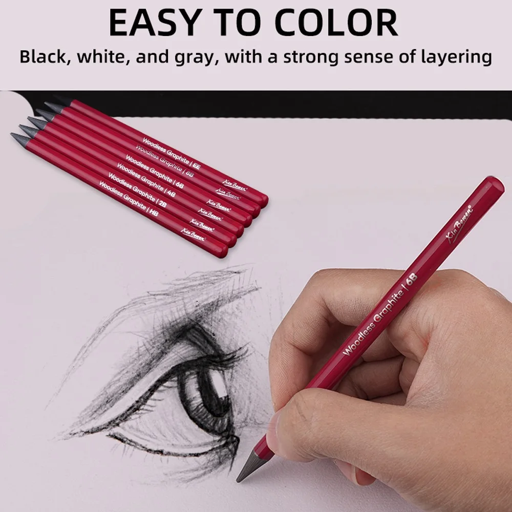 Professional Woodless Graphite Sketching Pencils Set 6 Pack (HB 2B 4B 6B 8B EE) Charcoal Drawing Pencils for Art Student Shading sketch pencils charcoal pencils sketch drawing tools sketching pen set sketching pens