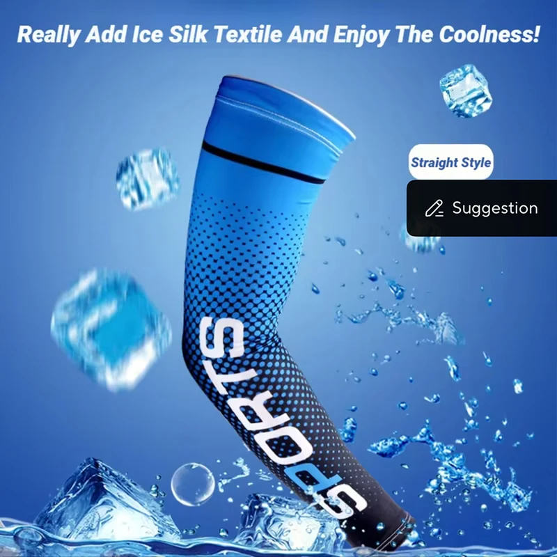 Fashio Sunscreen Ice Silk Sleeve UV Sun Protection Cooling Anti-Slip Arm...