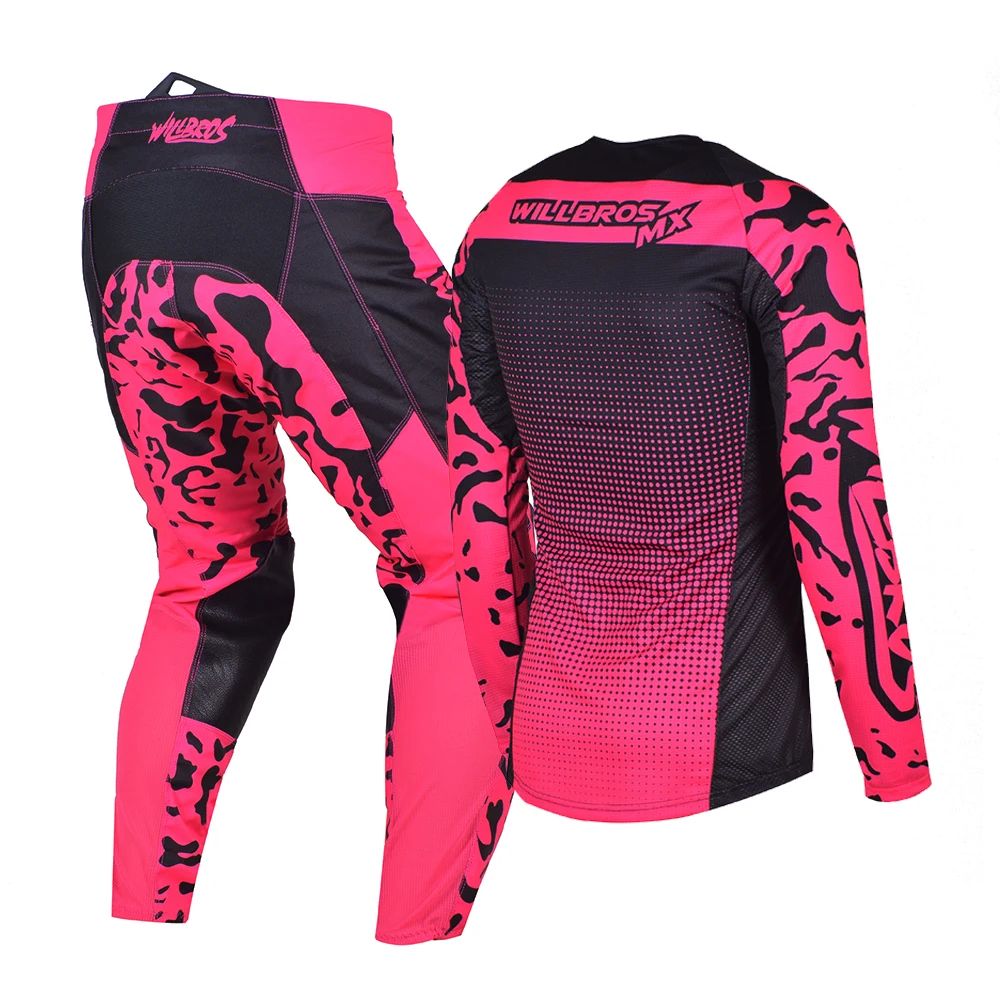 Willbros Motocross Offroad MX Jersey and Pants Combo Pink MTB