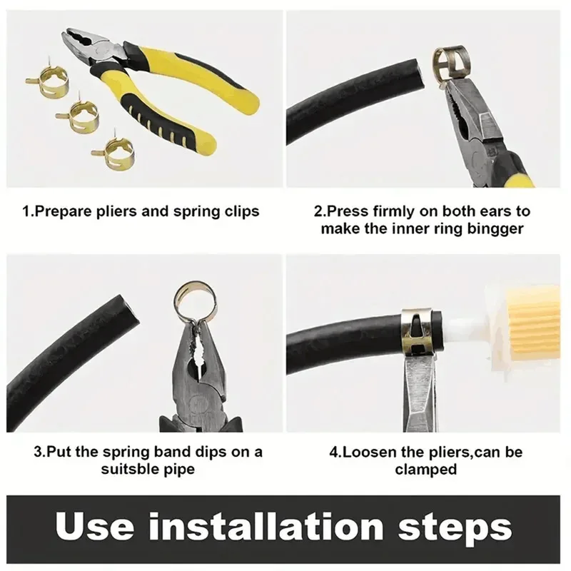 Hose Clamps 75Pcs 6-10mm Manganese Steel Spring Driven Hose Clamp Low Pressure Air Clamp Fastener Sorting Kit For Pipes Automobiles