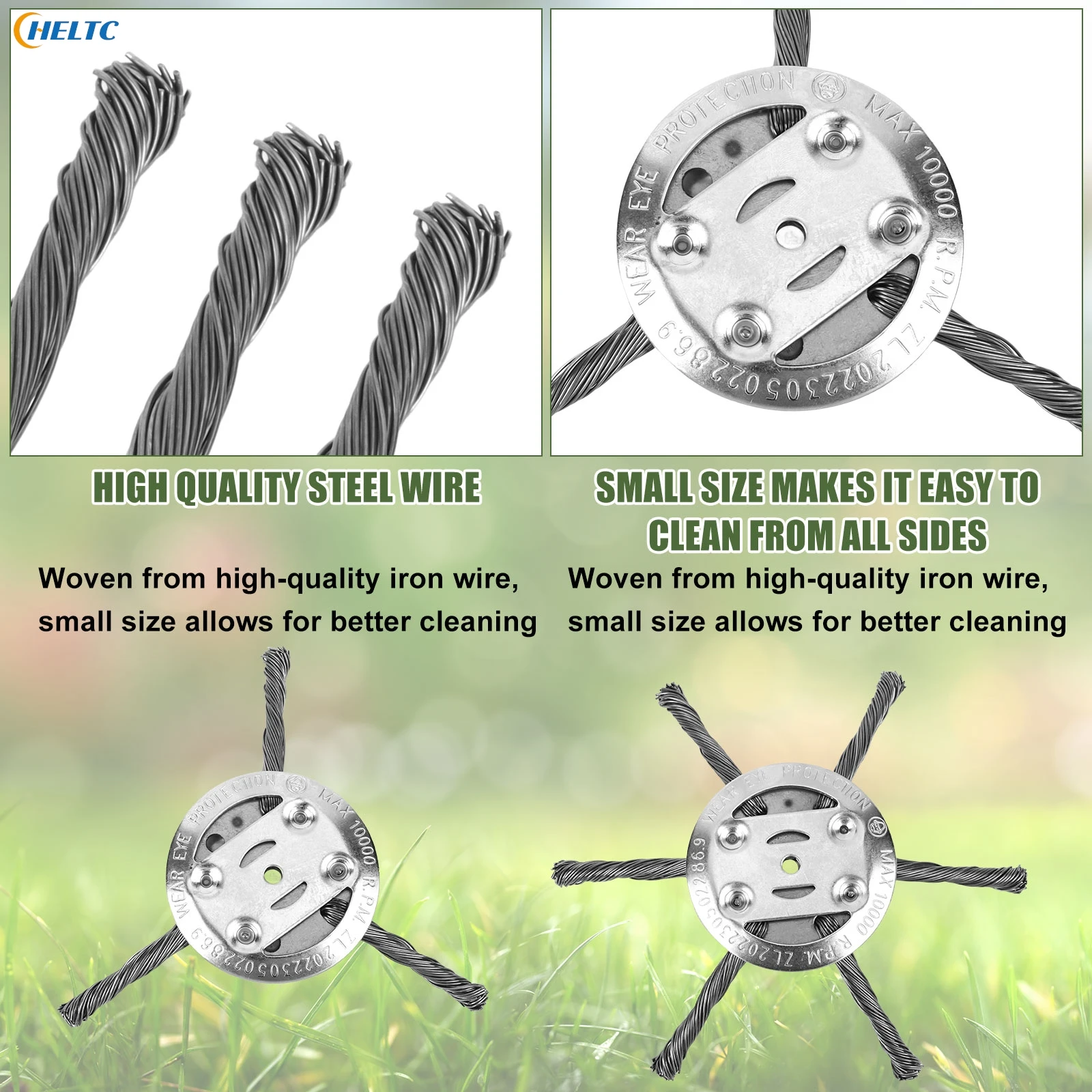 IRmm 2 Pack 6 Inch Steel Wire Brush Cutter Trimmer Head, Wired Trimmer Head Replacement For Electric Battery Powered Cordless