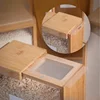 Creative Bamboo and Wood Cereal Storage Box Kitchen Wooden Sliding Cover Cereal Distributor Household Wooden Rice Storage Box 4