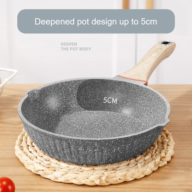 20cm Non-stick Medical Stone Frying Pan Wok Home Breakfast Pot Less Smoke  Less Oil Non-stick Cookware For Saucepan - AliExpress