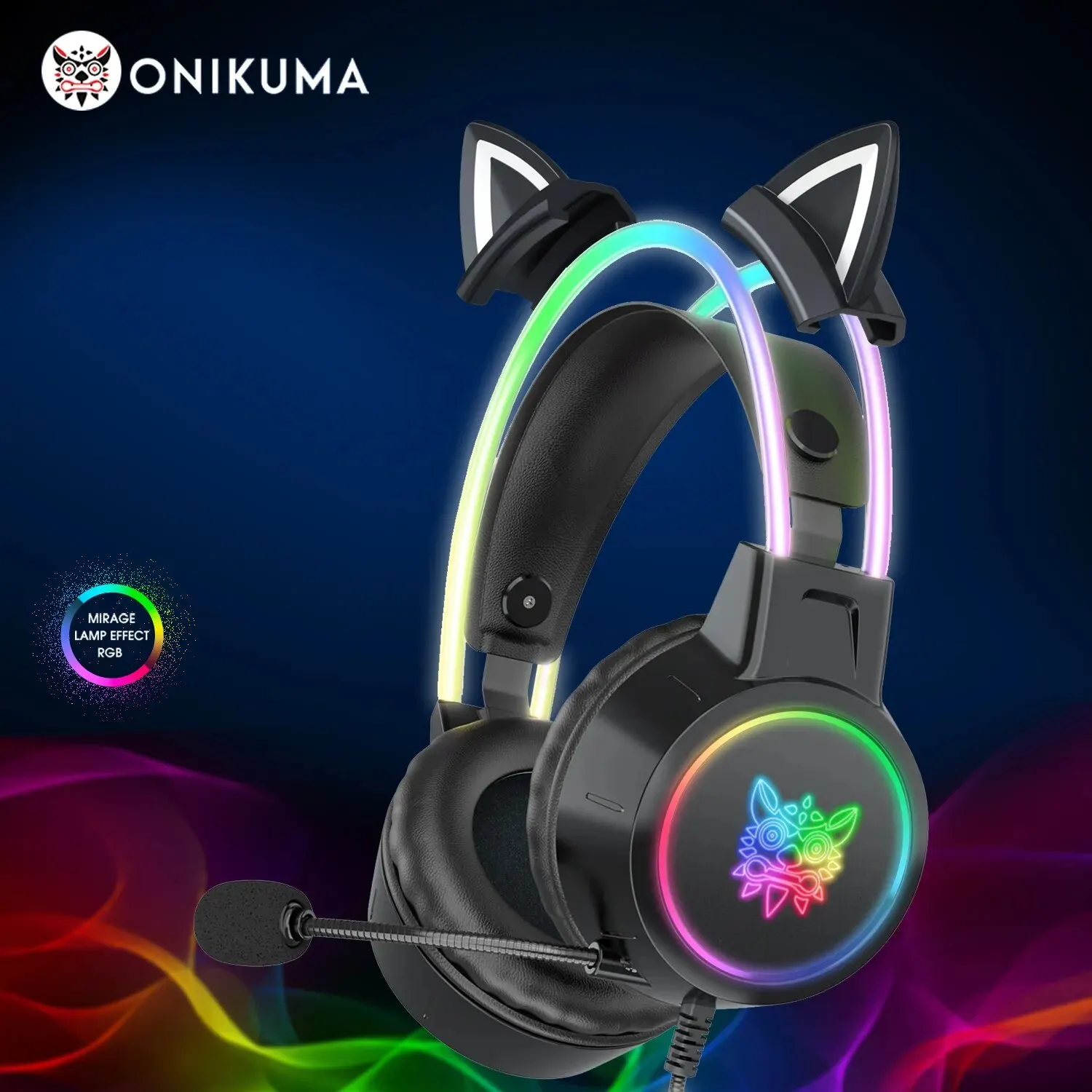 Onikuma x15 pro猫耳ヘッドフォンゲーミングヘッドセット マイク付き Onikuma x15 proオーバーイヤーヘッドフォンゲーミングヘッド