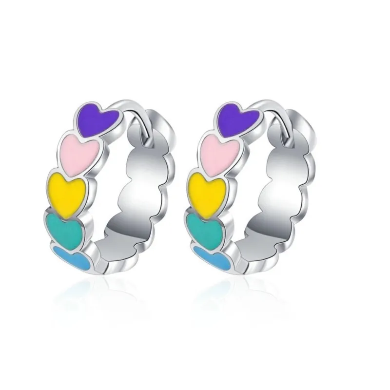 Silver Color Love Heart Hoop Earring for Women Elegant Trendy Huggies Jewelry Accessories Daughter Birthday Gifts