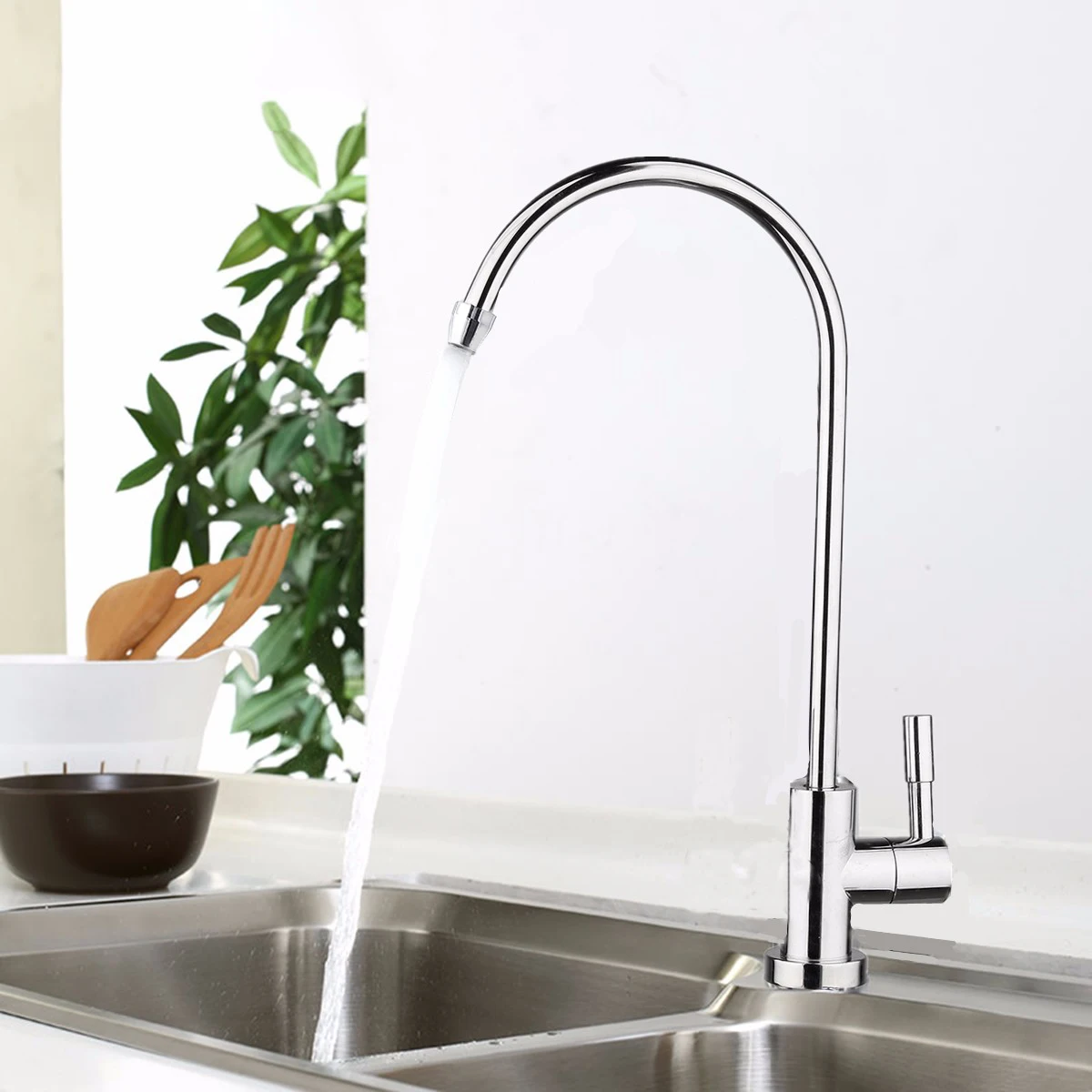 

1/4 Inch Water Filter Tap Faucet Connect Hose Reverse Osmosis Filters Parts Purifier Direct Drinking Tap External Chrome Plating