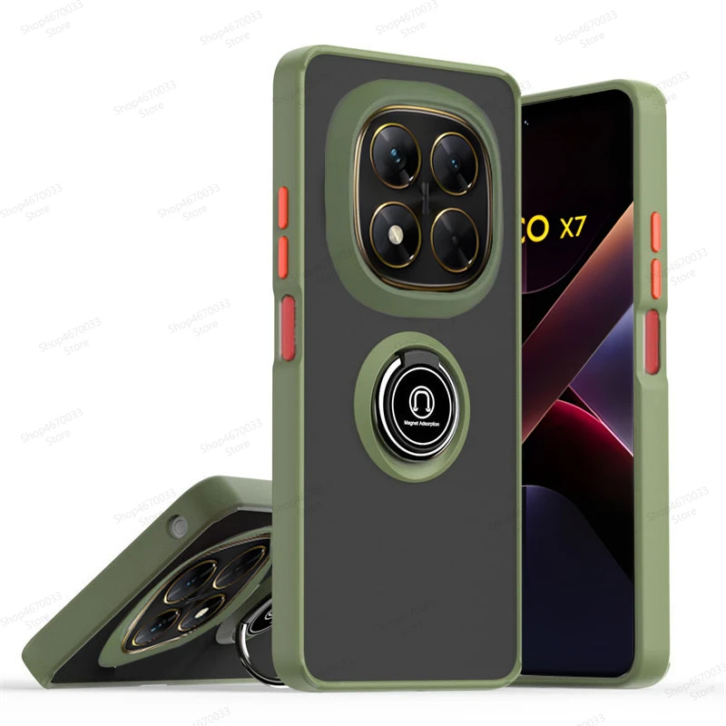 Magnetic Ring Holder Matte Armor Phone Case