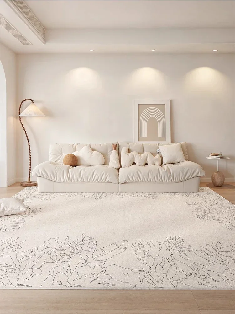 Log Style Soft Living Room Carpet Modern Light Luxury Decorative Carpets Machine Washable Room Rug Beige Forest Bedroom Rugs 양탄자 5