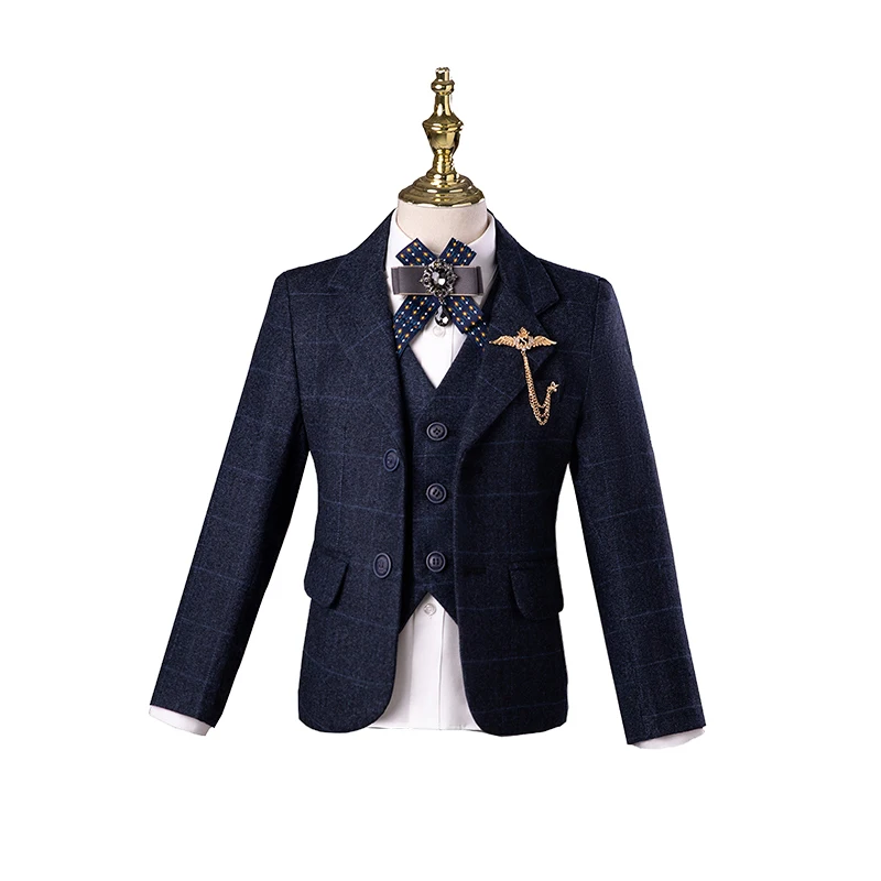Children's British Style Boys Suit Set Boy Catwalk Wedding Baby Birthday Host Piano Performance Costume Autumn Winter
