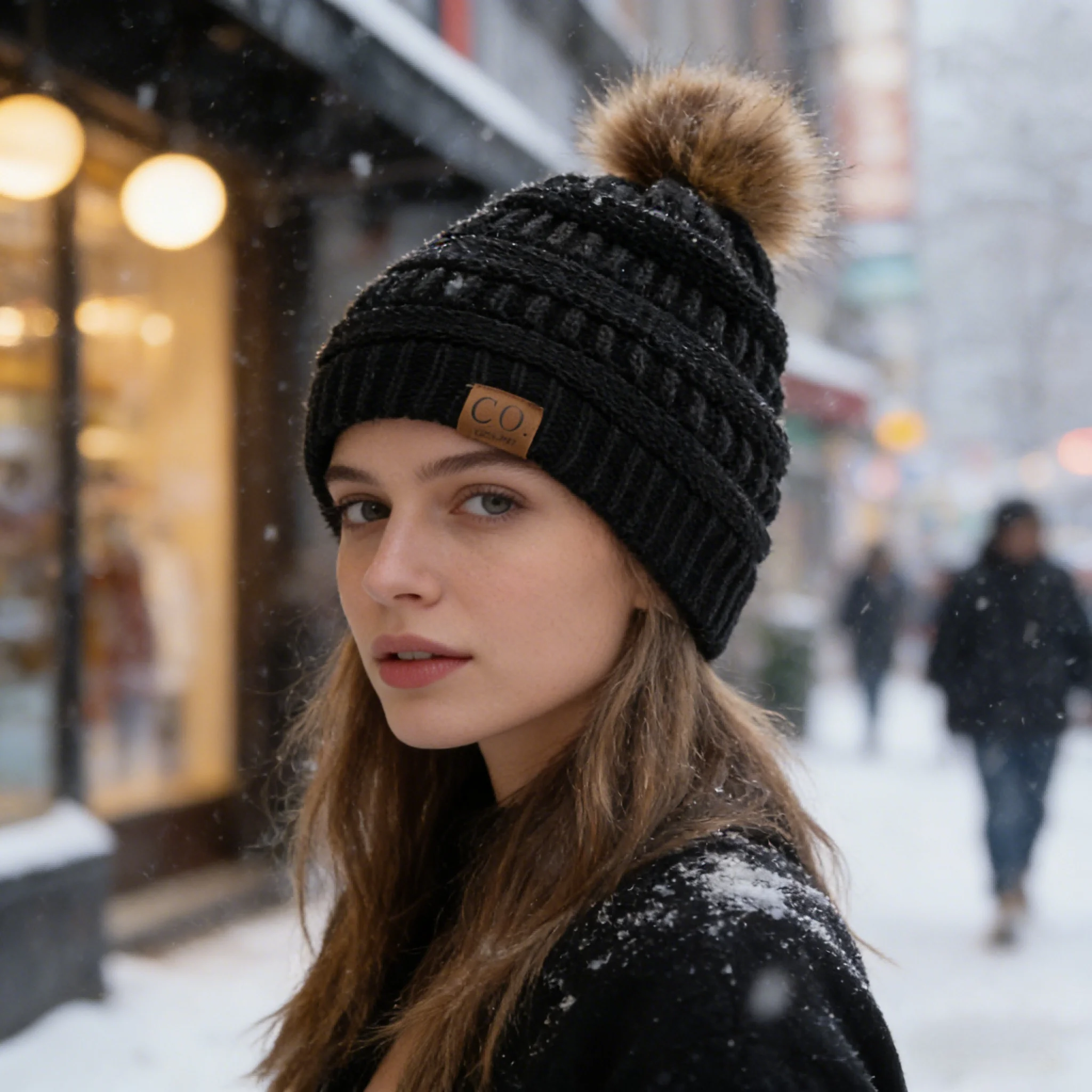 Neue Mode Anti-Statische Winter Hut Satin Thermische Faux Pelz Pompoms Mützen Hut Frauen Mädchen Im Freien Chic Hüte – Detail 6