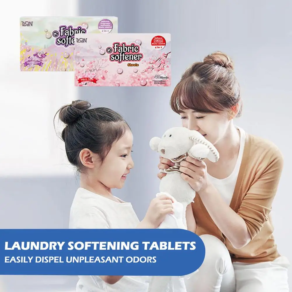 Fabric Softener Sheets 40pcs For Dryers Reduce Static Absorption Lasting Fragrance Effective Antibacterial Clothes Softness