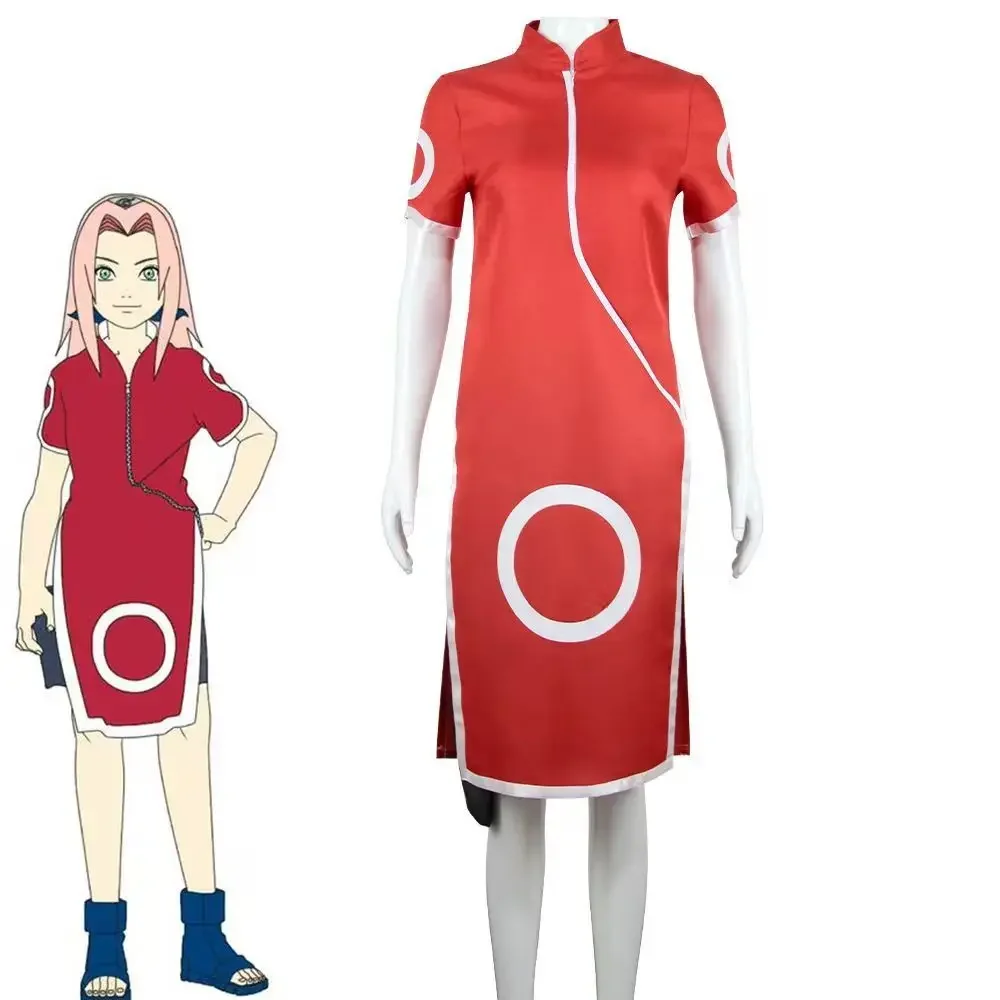 Costume Cosplay Uchiha Sakura Haruno Sakura Cheongsam, Outfit Completo per Anime Comic-Con e Spettacoli - immagine 2