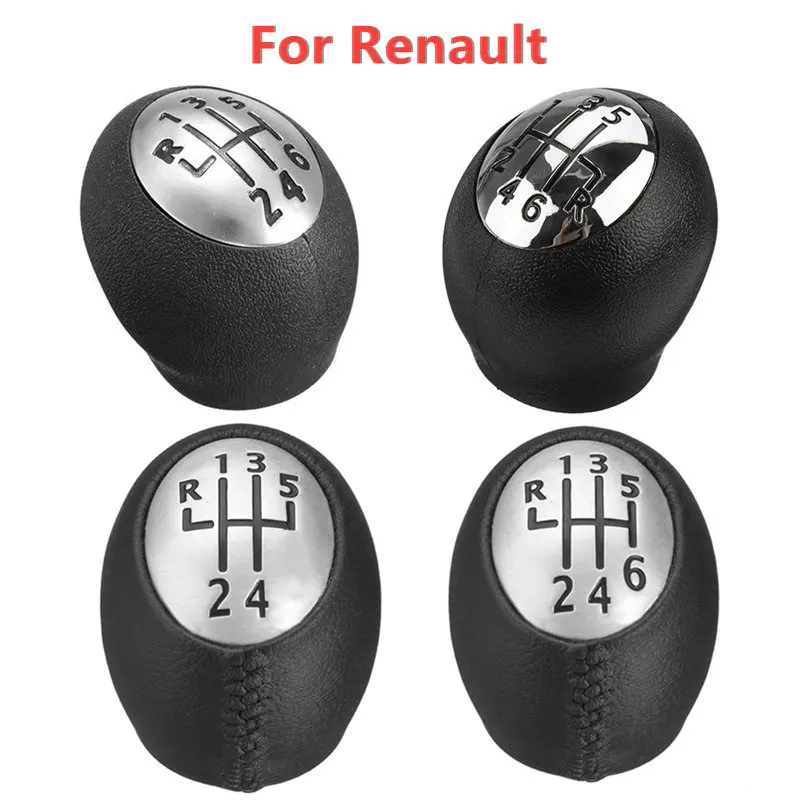 Car Gear Shift Knob Leather ABS Gear Shift Knob Lever Shifter Stick Handball For Renault Megane/Scenic/Laguna/Espace Vauxhall/Opel Movano 5 6 Speed