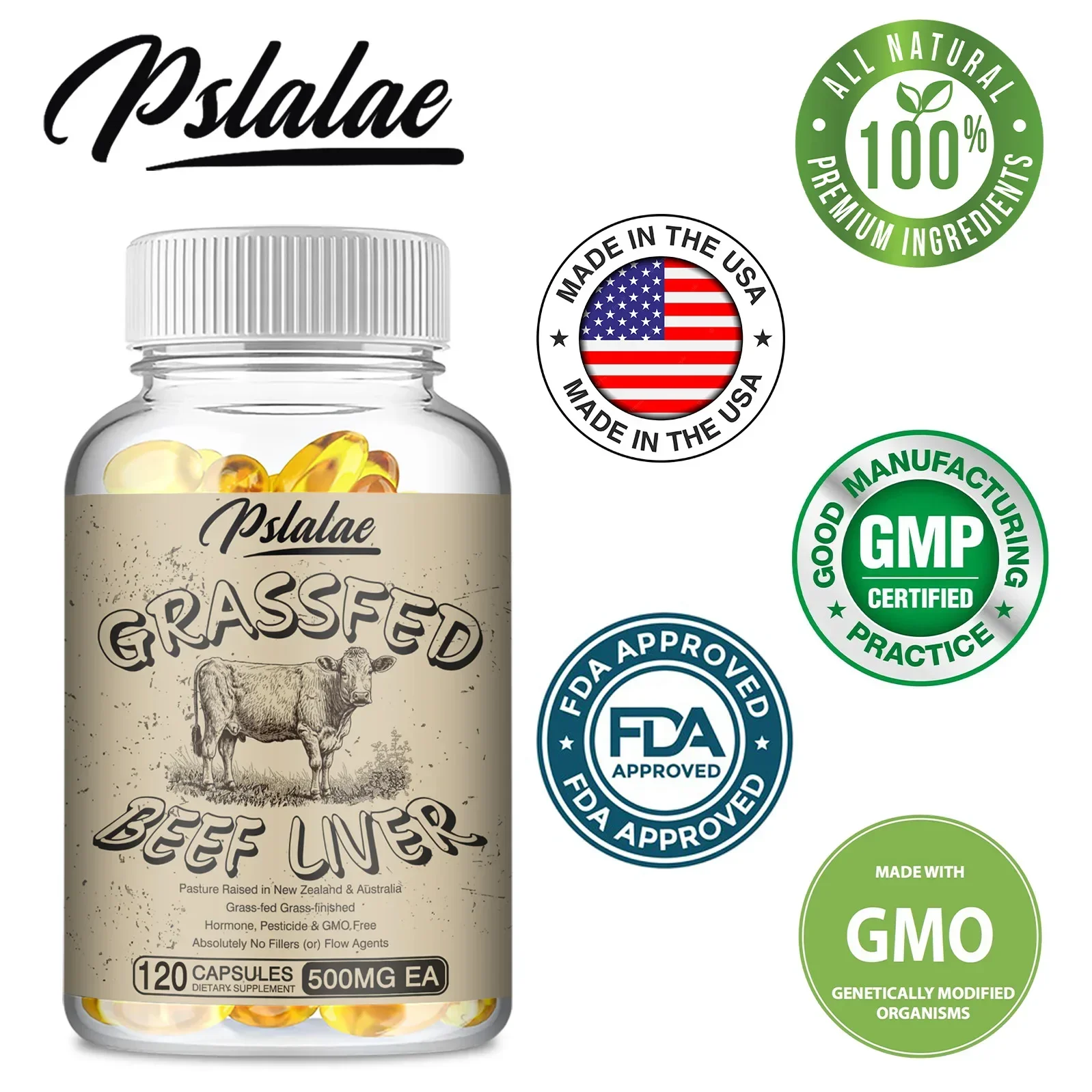 

Grass Fed Beef Liver - Supports Energy Production, Detoxification, Digestion, Immunity and General Health, Dietary Supplement