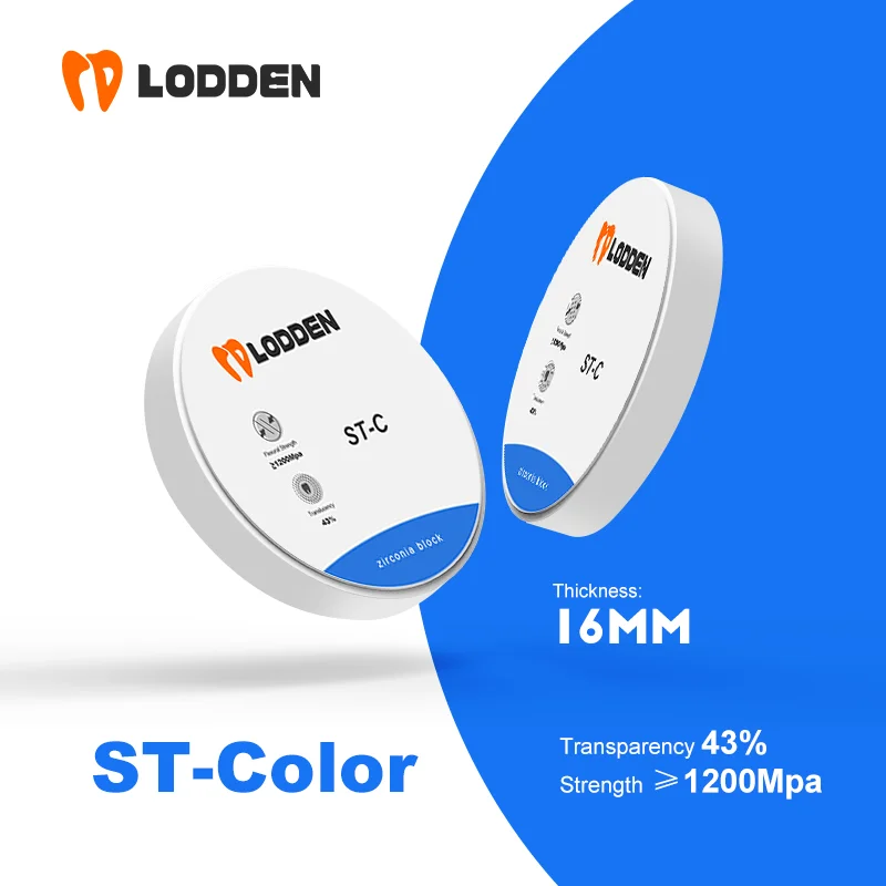 

LODDEN ST-Color Zirconia Blocks Dental Lab 98*16mm CAD CAM Material Fixed Zirconia Restoration Material Bending Strength ≥1200